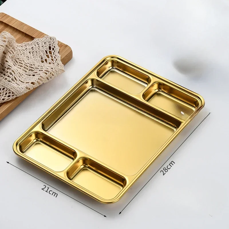 304 Stainless Steel Korean Style Divided Plate Creative Platter Buffet Plate Snack Multi-purpose Plate