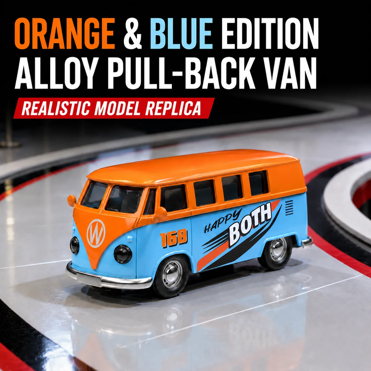 MQUDUO 1:36 Diecast Retro Van Toy, 10.5cm Pull Back Vehicle Model with Rubber Tires and Smooth Rolling