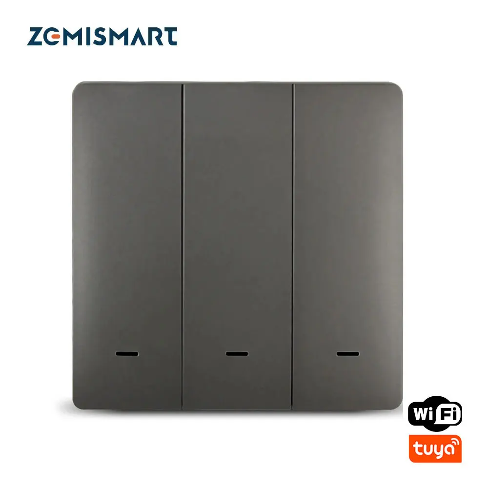 Zemismart Tuya WiFi Light Switch 1 2 3 Gang Physical Switch Neutral Optional Smart Life App Alexa Google Home Voice Control Gray