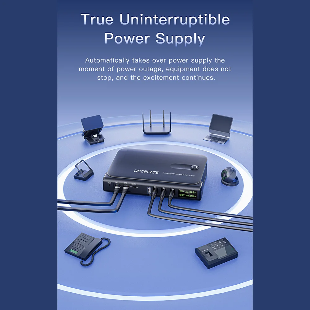 

1 Set DC1036L Digital UPS Uninterruptible Power Supply 36W For Router 5V9V12V/15V/24V For Routers Optical Switches Minicomputers