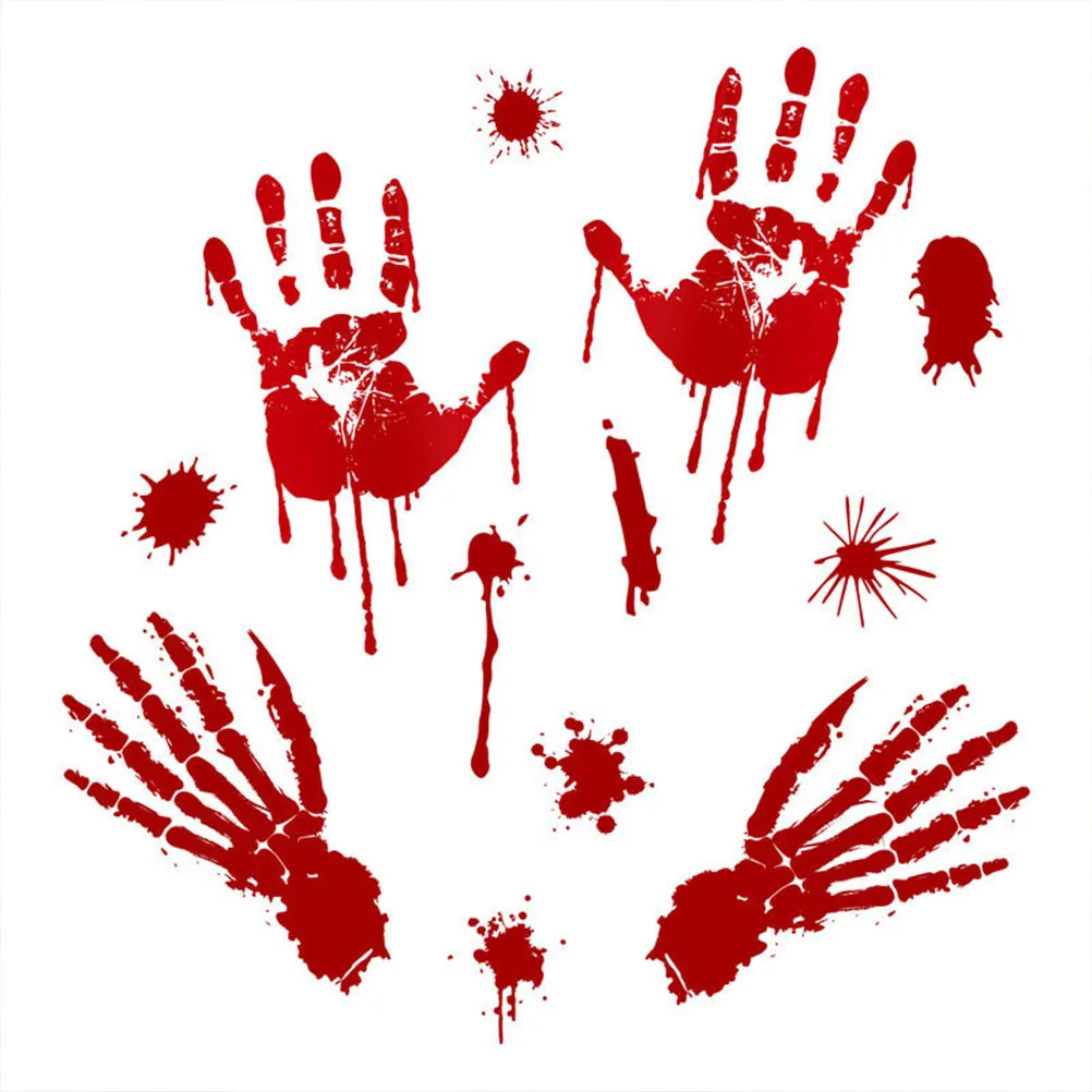 

3Pcs Halloween Blood Printing Stickers PVC Material for Wall Window Party Club Decoration Funny Festival Atmosphere