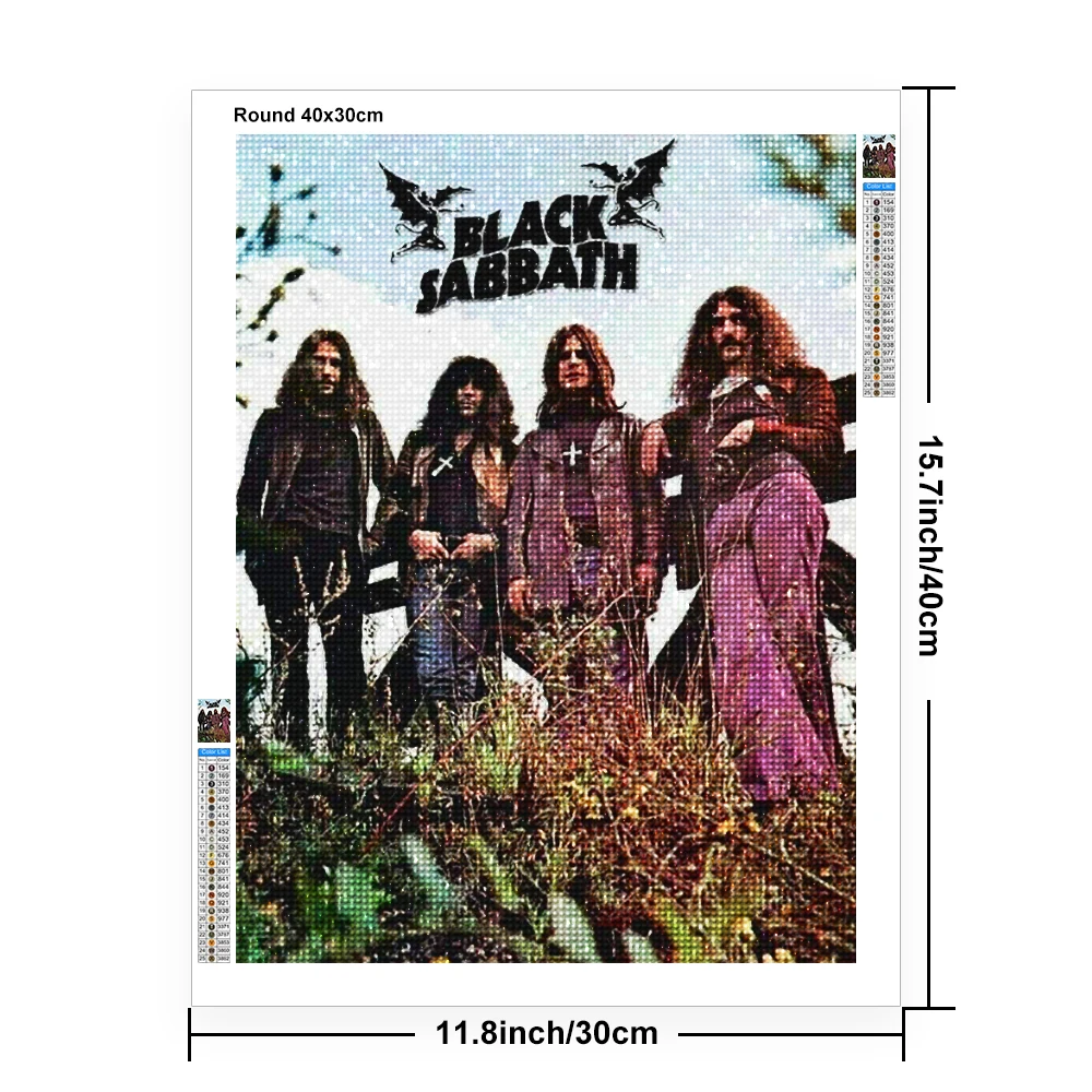 Heavy Metal Rock 5D Diamond Painting For BLACK SABBATH Portrait Diy Diamond Embroidery Star Poster Home Wall Decor Fan Gift
