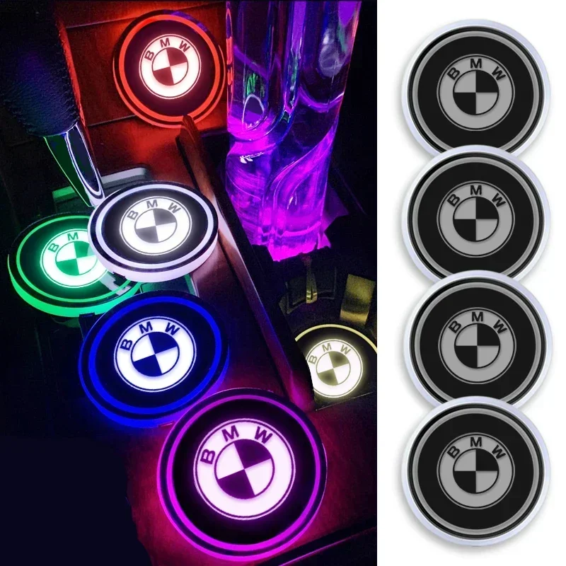 2pcs LED Car Luminous Coaster Cup Holder tappetino antiscivolo per BMW 7 6 5 3 GT 1Series X5 X6 M E70 E71 E90 E93 F30 F10 E92 E60 E87