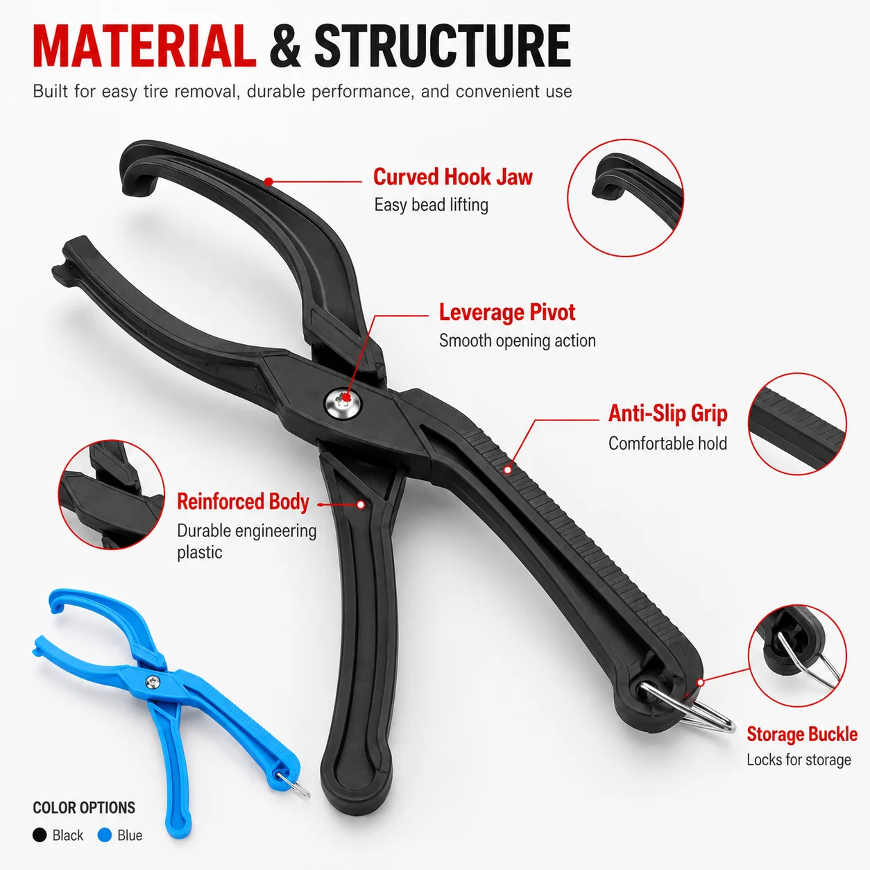 PINMOAP 1PC Bicycle Tire Bead Pliers Tire Mounting Removal Tool Strong Grip Tyre Lever For Mountain Road Bike Wheel Change Repai view 3