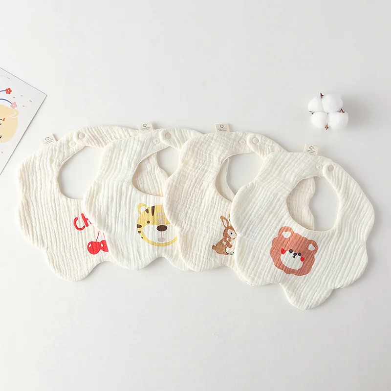 New Korean Style Cotton Gauze Baby Print Bibs Infant Bib Newborn Burp Cloths Bandana Scarf for Kid Boy Girl Feeding Saliva Towel