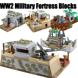 WW2 Military Fortress Scene Building Blocks North African Trench Ruins Positions Bunker War Base Army Bricks Toys Boys