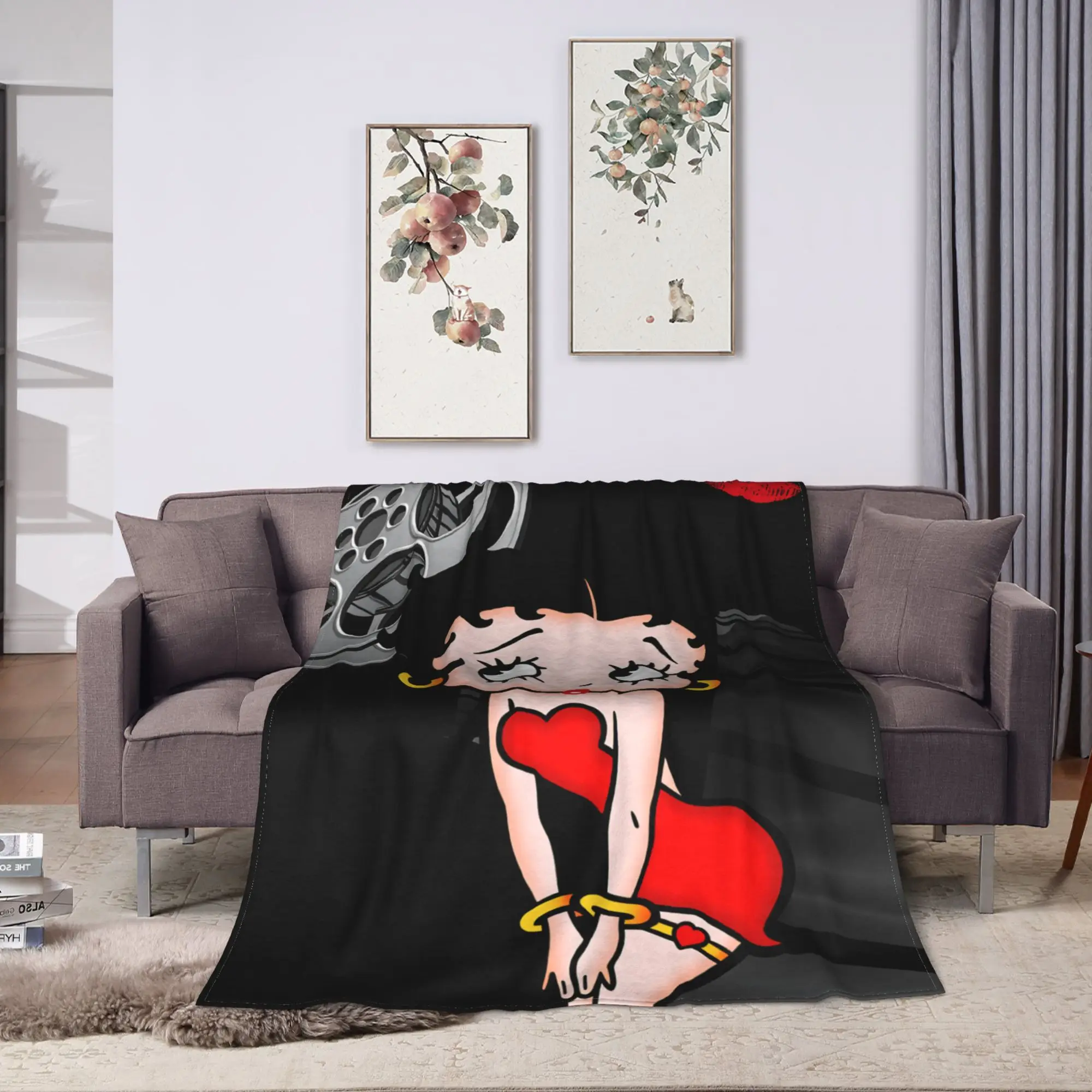 Warm Blanket Airplane Travel B-Bettys Boops Bedding Throws  Flannel Bedspread For Home Decor Graphic Sofa Bed Cover