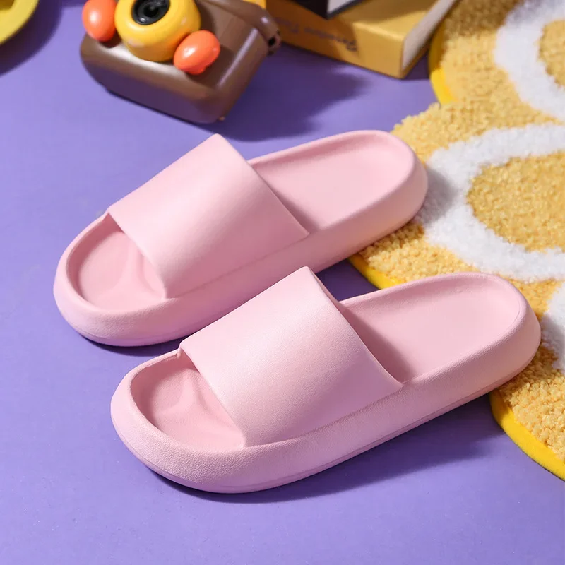 Men Single Band Bathroom Slippers, White Solid Color Slippers