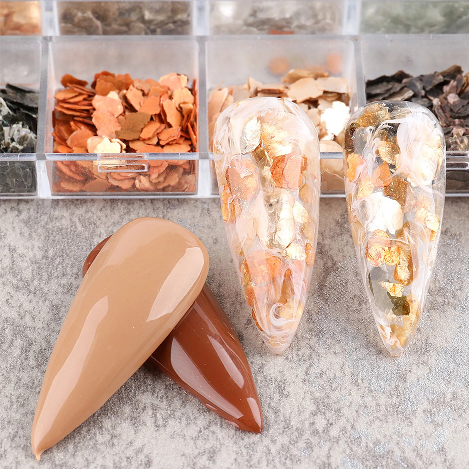 3 Boxes Nail Art Sequins Mica Marble Slices 3D Effect Glitter Decor for Nails Phone Cases Books Wallets Shoes Jewelry Crafts