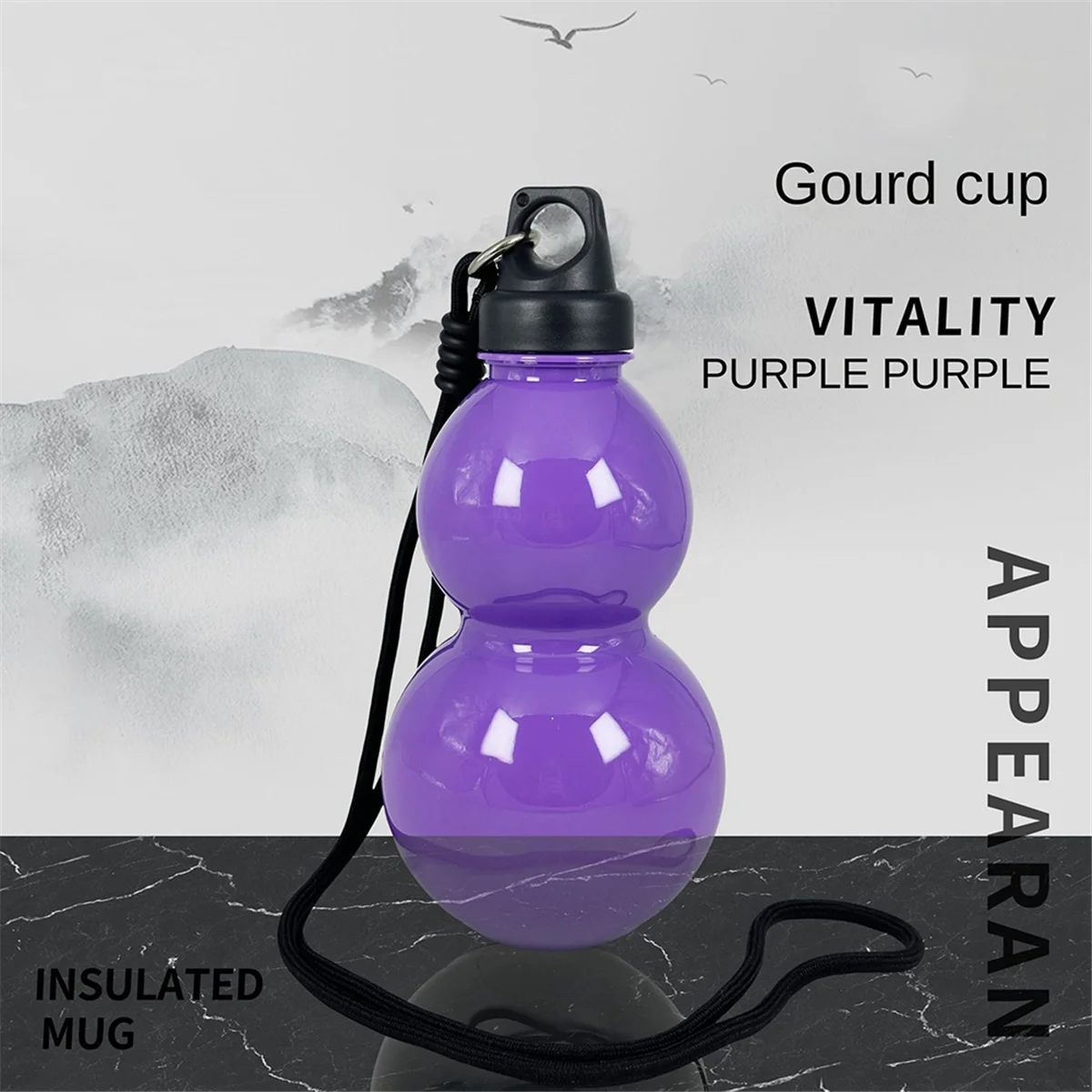 A71P Oriental-Mythology Creatives Gourd Water Cup 750m كوب بلاستك زجاجة مياه رياضية زرقاء