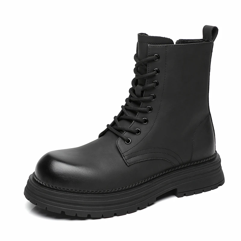 VIPOL Men's fashionable outdoor business boots, high-top casual shoes, multi-functional leather motorcycle boots