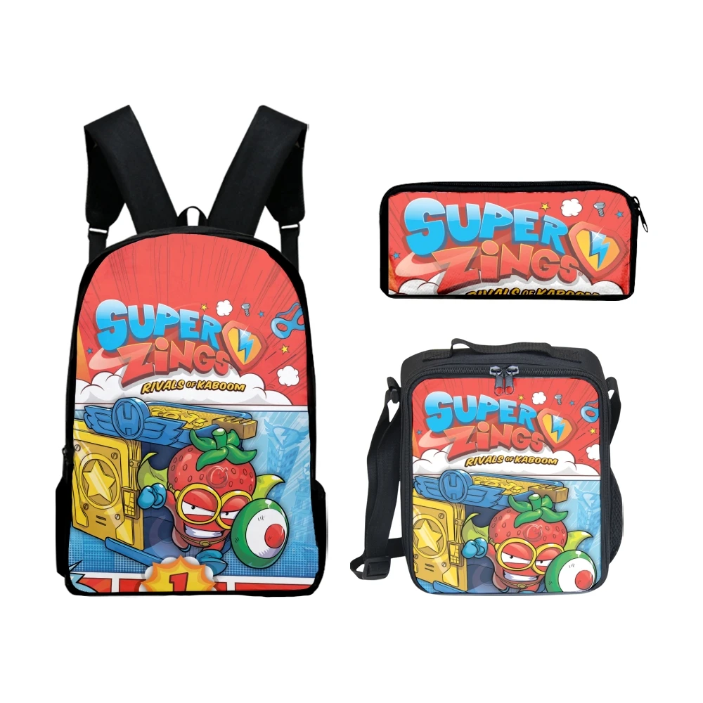 Lusso popolare divertente lusso Superzings stampa 3D 3 pezzi / set borse da scuola per alunni zaino per laptop zaino borsa per il pranzo astuccio