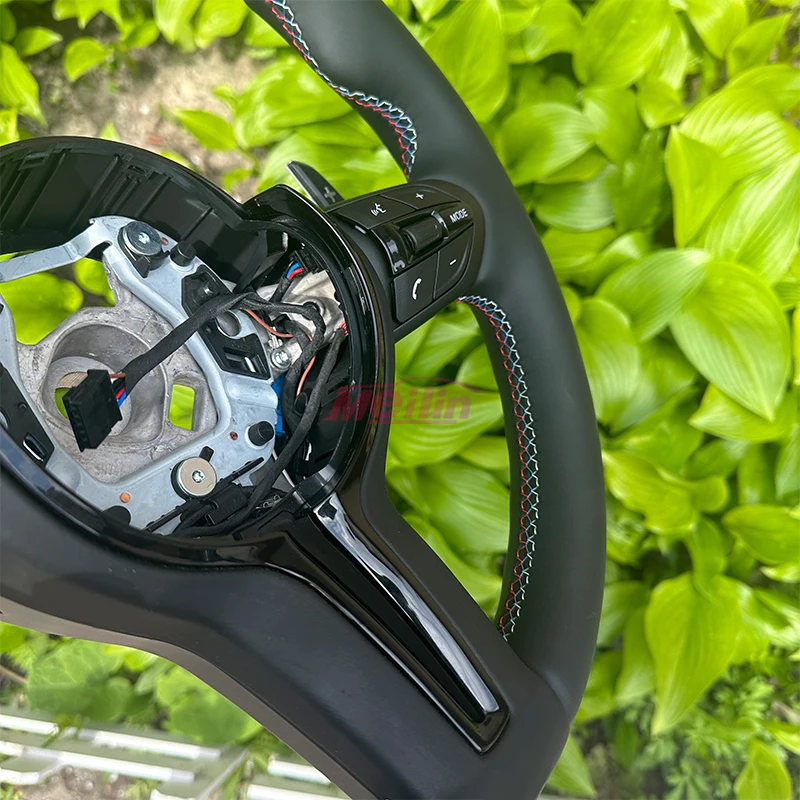 مناسبة لسيارات BMW F10 F20 F30 F31 F80 M1 M2 M3 E70 E90 جميع عجلة القيادة ذات الفارس الأسود من الجلد، تمت ترقيتها حديثًا #3