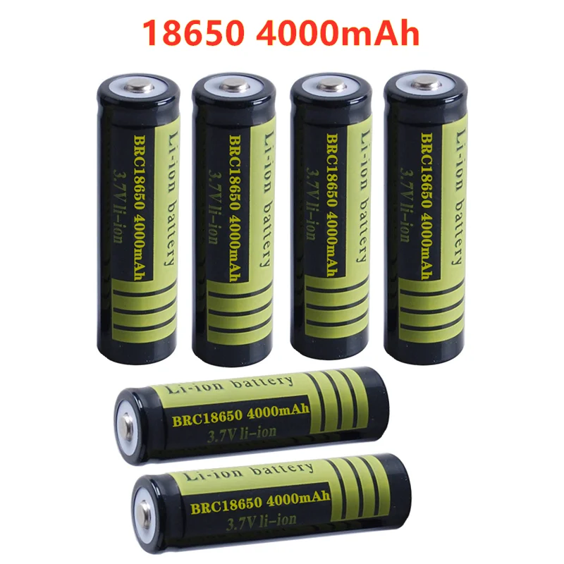 Batterie Lithium-ion Rechargeable Avec Chargeur, 3.7V, 4000mAh, 18650