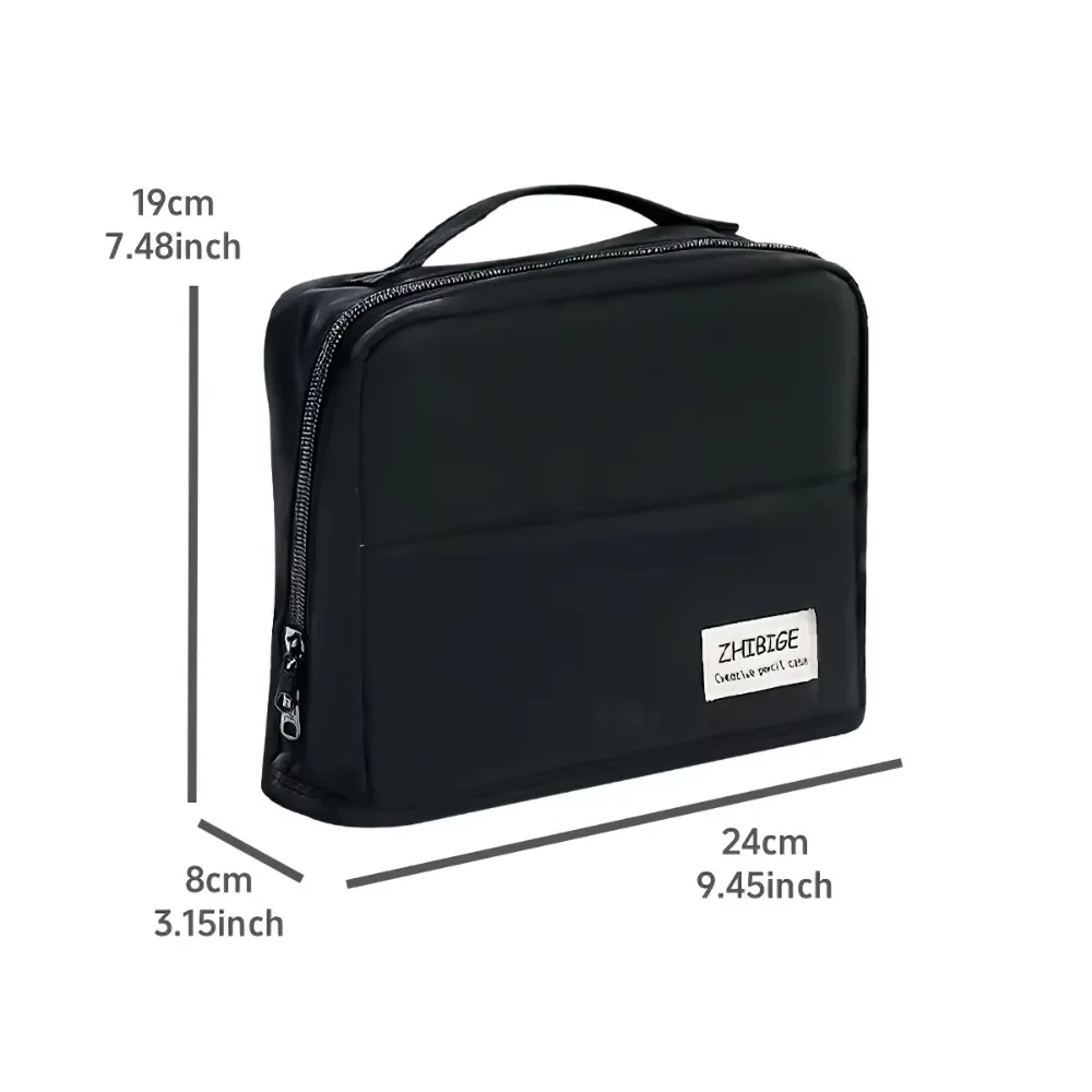 Extra Large Capacity Pencil Case Multi-layer Multi-Compartment Pen Bag Minimalist Solid Color Storage Bag School Supplies