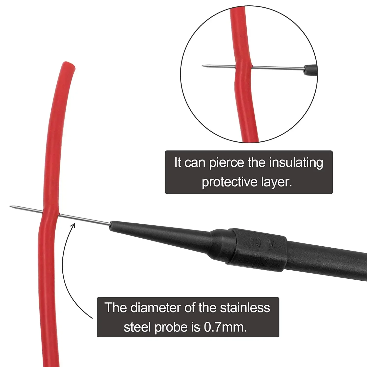 30V Diagnostic Tools Multimeter Test Lead Extention Back Piercing Needle Tip Probes Autotools Automotive Auto Kit Machine