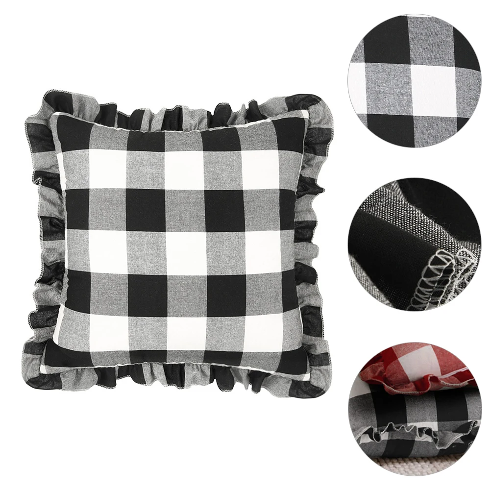 

Pillow Case Elegant Protector Checkered Polyester Cover Decorative Chic Simple Design Practical Use Durability Comfort Warm