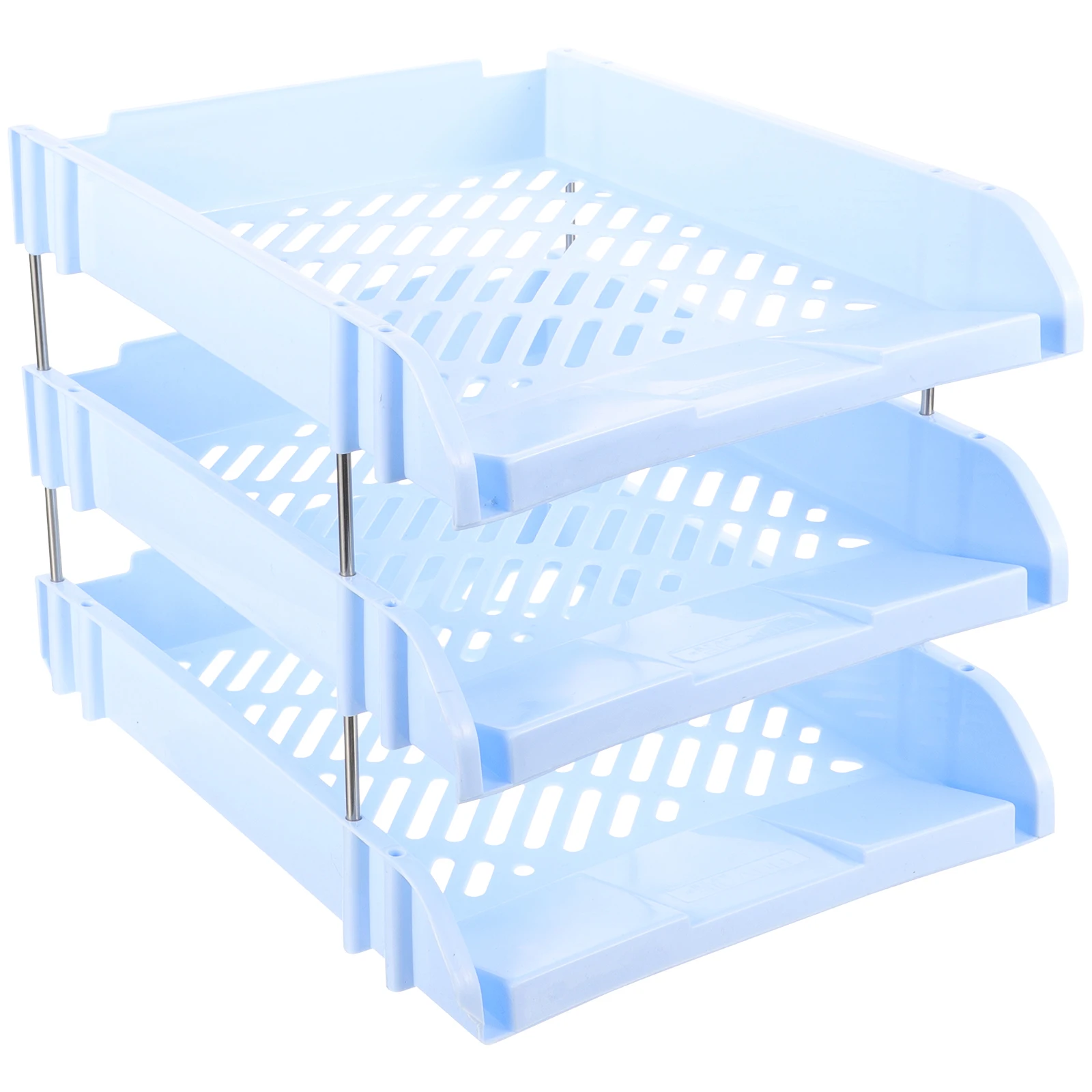 

Desk Storage Organizer Three-layer File Disk Letter Tray Desktop Paper Multi-layer Blue Office