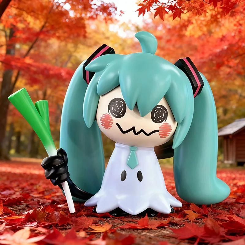Vocaloid Hatsune Miku Mimikyu Cos Figure, Funny Ghost Miku Hold Leek Anime Figurine, Collectible Model Toy Desktop Ornament Gift view 4