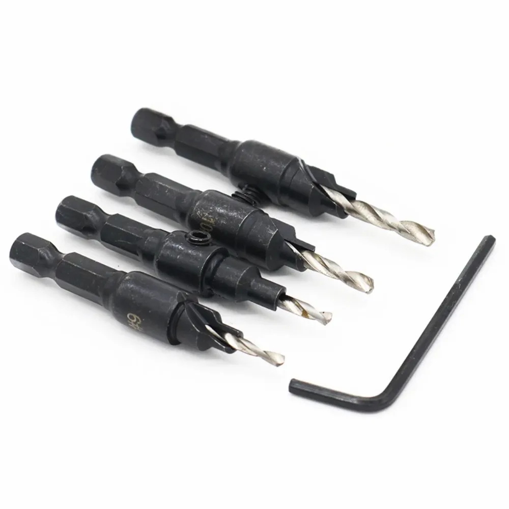 4 قطعة/المجموعة النجارة Tapper قضيب سداسية المسمار معزز الحفر مدبب ثقب الحفر ومنشار الأجهزة أداة مجموعة