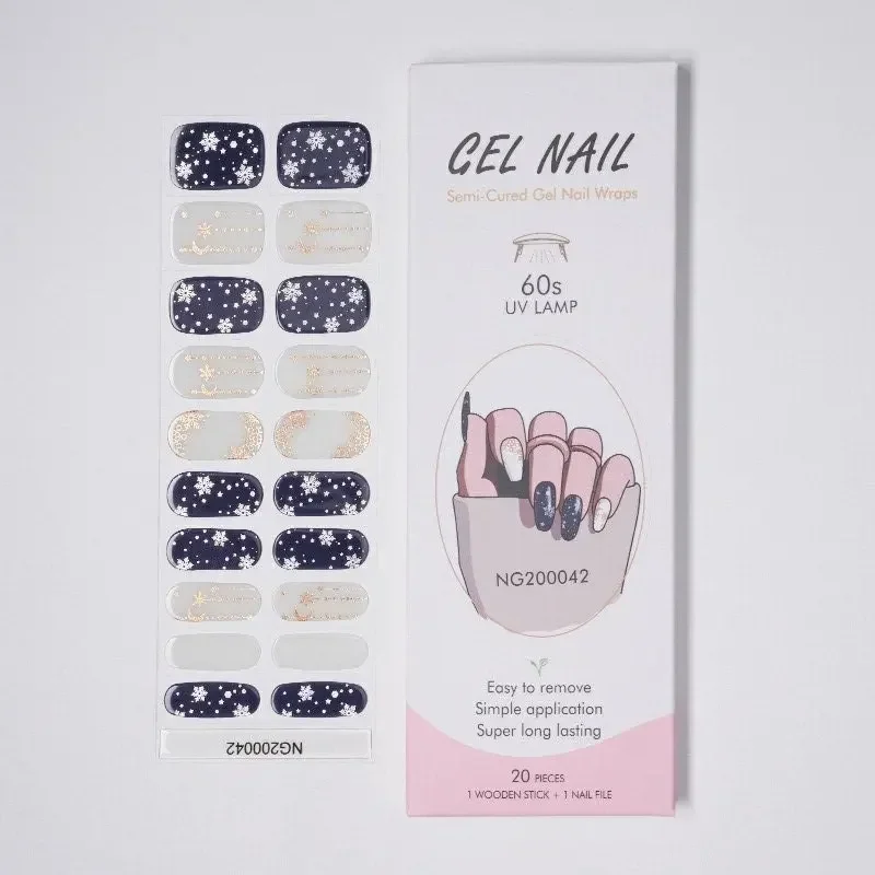 Semi-Cured Gel Nail Wraps Simple Transparent Color Adhesive Waterproof Long Lasting Gel Nail Stickers Harden In UV Lamp Need