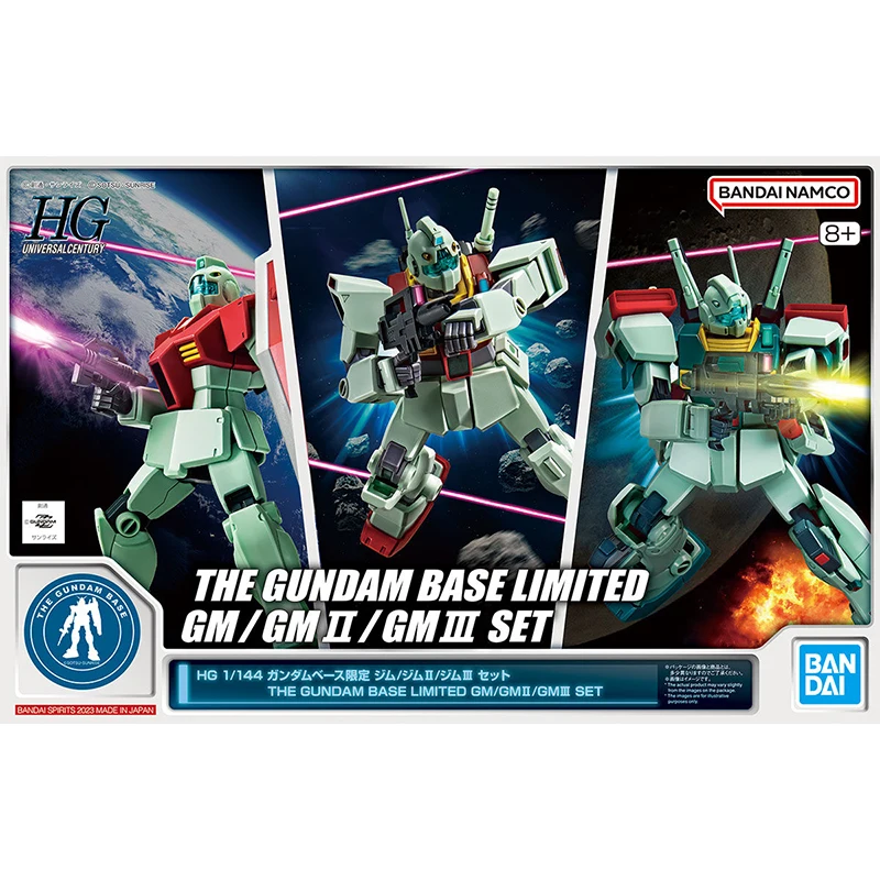 Bandai in Stock Original HG 1/144 THE GUNDAM BASE LIMITED GM/GM Ⅱ/GM Ⅲ SET Action Anime PVC Robot model kit Assembly toy gift