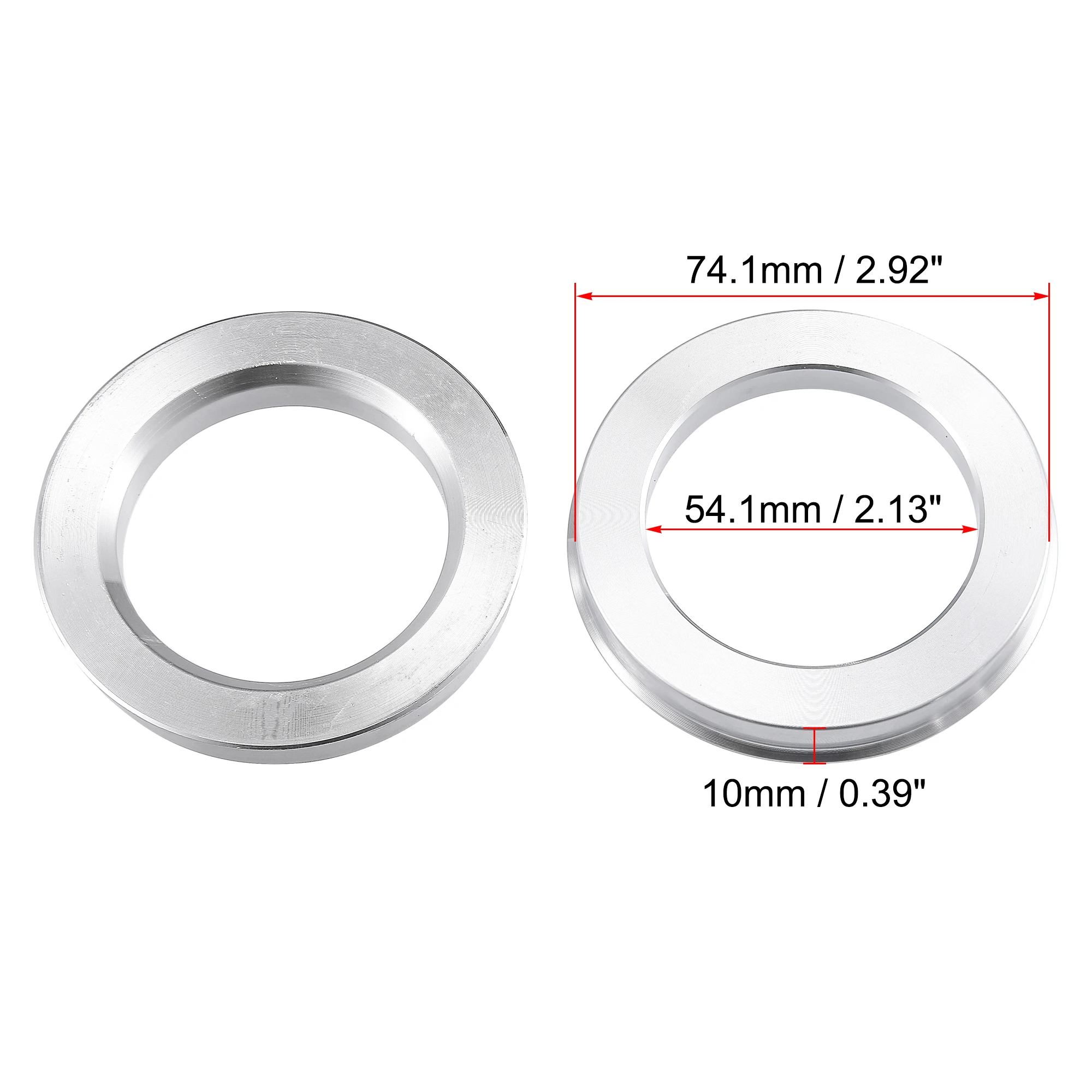 UXCELL 알루미늄 자동차 타이어 센터링 허브, 휠 보어 센터 스페이서, 74.1mm-ID 57.1mm, 60.1mm, 63.4mm, 68.1mm, 4 개