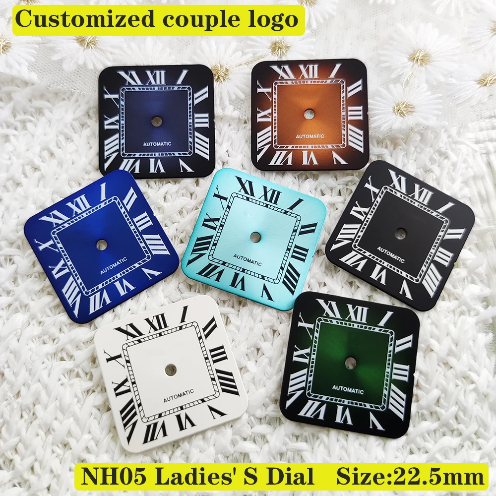 New NH05 Women's Square Roman S Dial Customized Logo Customized Watch Dial Size 22.5mm NH05 Movement Repair Parts