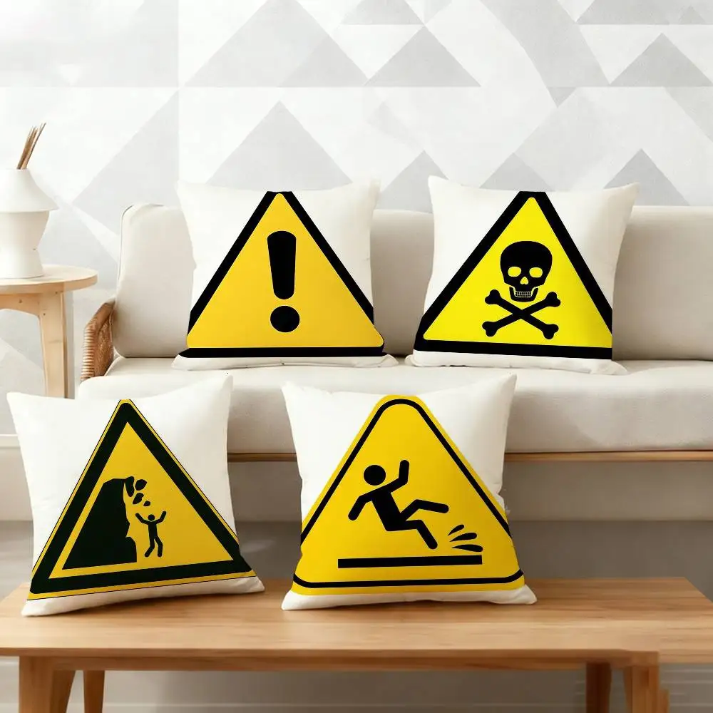 

Warning Icon Danger Banning Pillow Case for Sofa Living Room Home office Decor Protective Cover