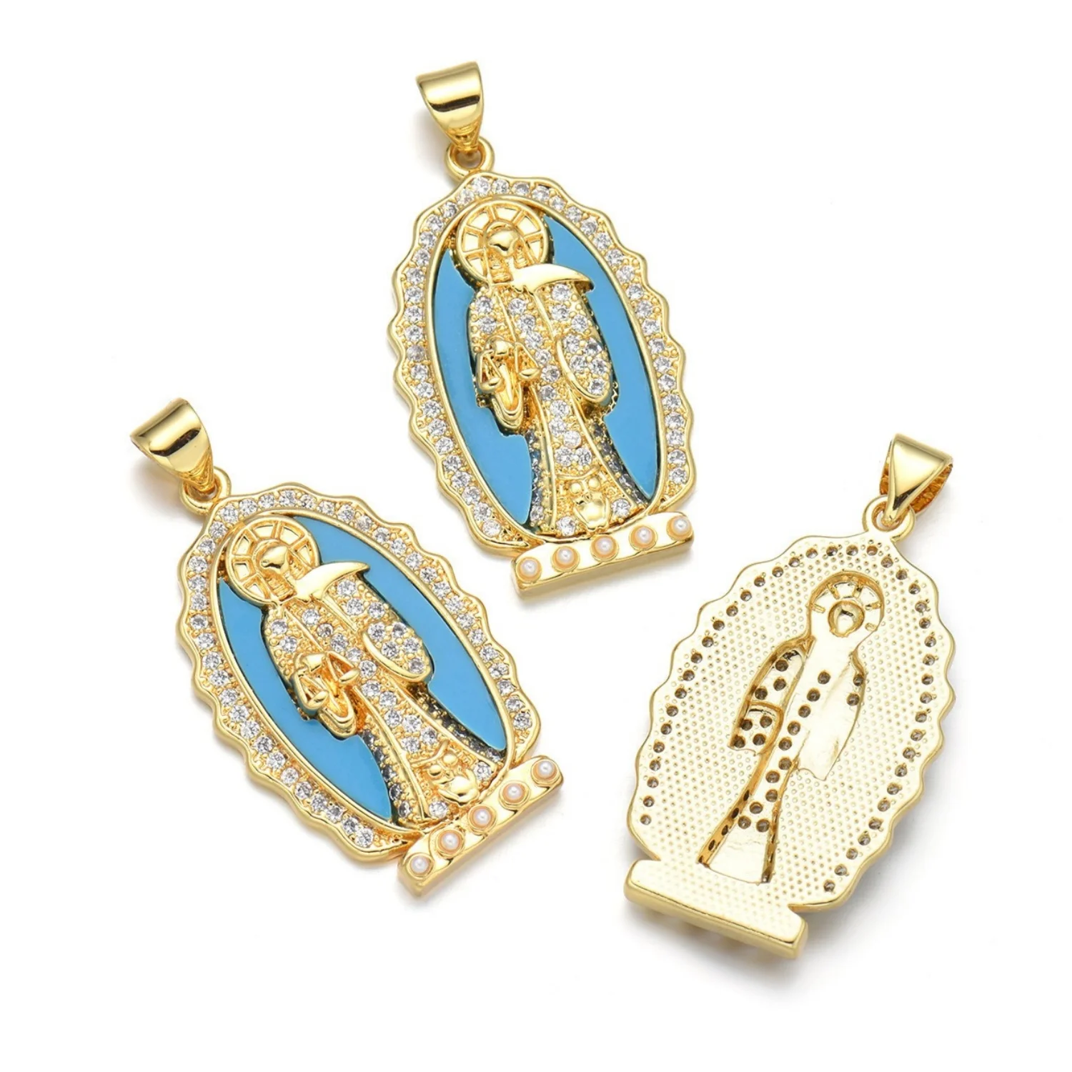 5pcs Fashion Copper Gold Plated Virgin Mary Pendants DIY Jewelry Making Necklace Pendant Women Religious Jewelry Gifts wholesale