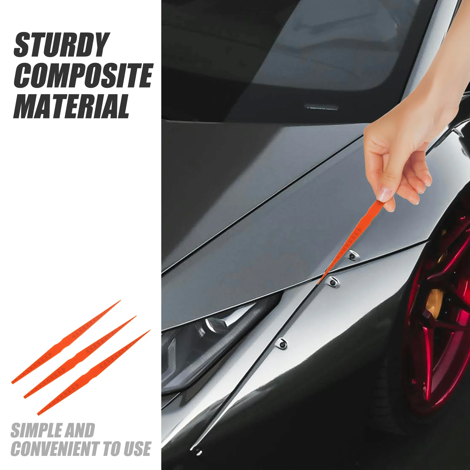 

3pcs Taper Gauge For Body Gap Measurement Sturdy Composite Material Precision Feeler Gauge Set Door Gap Measuring Tool