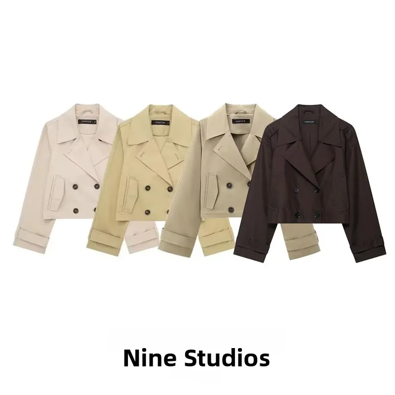 

NINE ZAR Women's ort Coat Jaet Double Row Button Workwear Sle European Faion Summer Collection Ladies' Outerwear