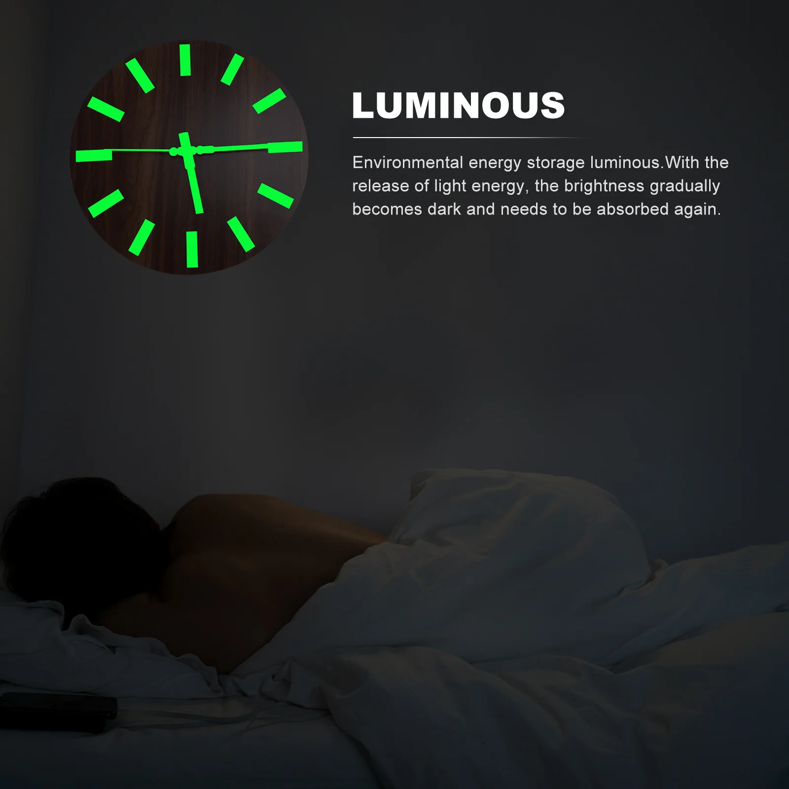

Wooden Night Light Hanging Clock Walnut Simple Creative Design for Home Study Office Bedroom Living Room Use No Included