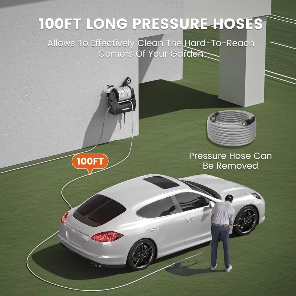 Retractable Wall Mount Pressure Washer Plus, Max 2900PSI 2.2 GPM, Electric Power Washer with 100ft, Customized image 5