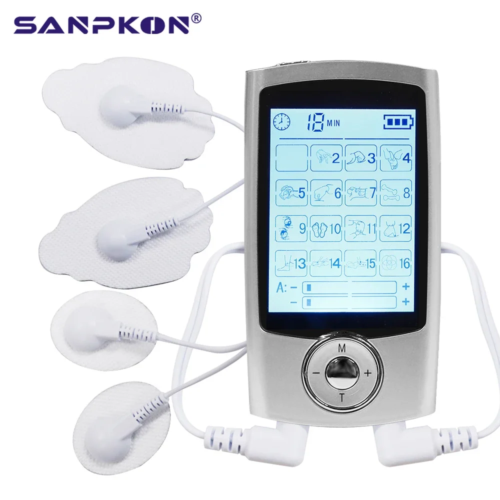 

16 Modes Dual Output TENS Digital Meridian Massager Acupuncture Unit Pulse Muscle Stimulator EMS Physiotherapy Device Fat Burner