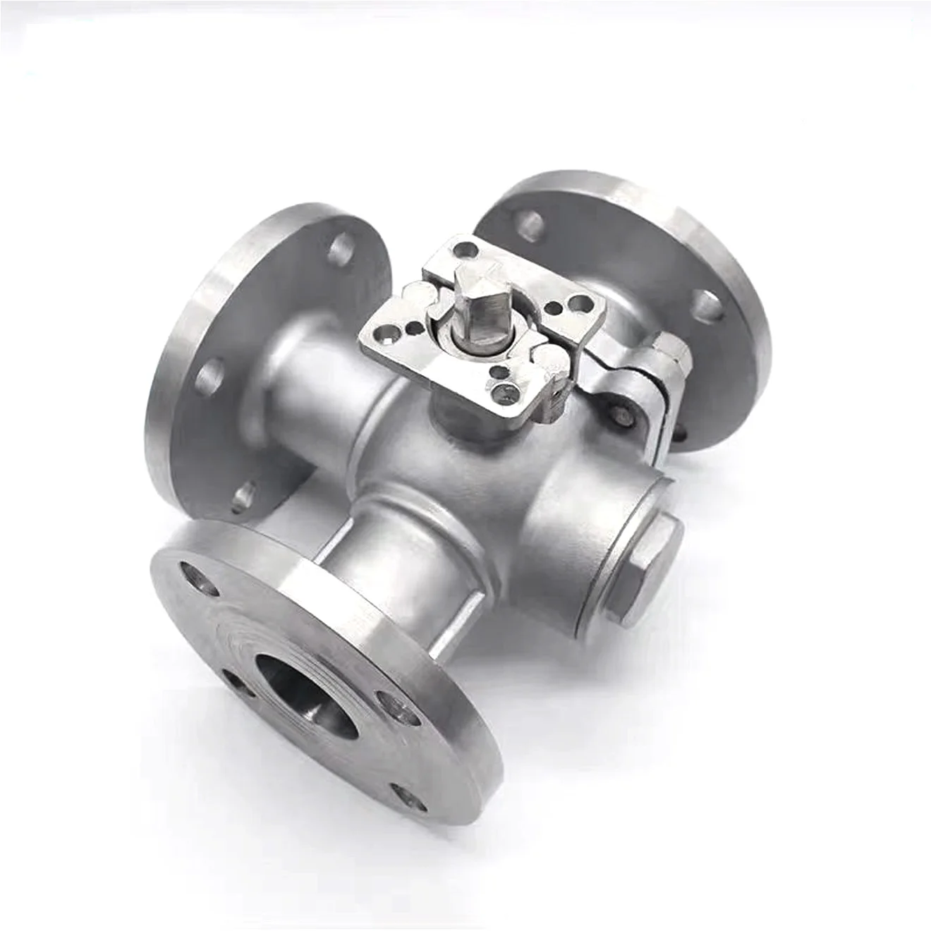 304 الفولاذ المقاوم للصدأ منصة عالية ثلاثية الاتجاه الكرة صمام الكهربائية الهوائية T/L 3 طريقة دليل الكرة صمام 3 "صمام كروي شفة