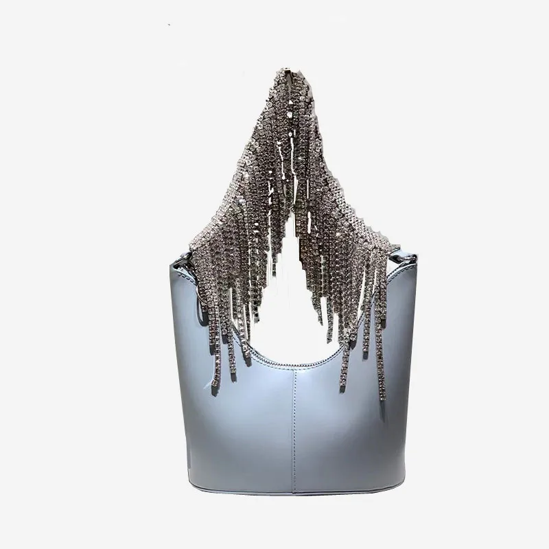 2025 موضة فاخرة المرأة اليدوية شرابة الماس حقائب اليد العلامة التجارية الشهيرة بريق حفل زفاف حقيبة صغيرة موضة مساء حقيبة