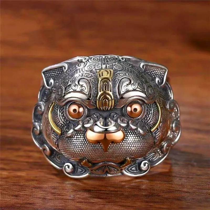 Chinese Retro Pixiu Unisex Ring Mythical Beast Exaggerated Cute Charm Party Casual Accessories