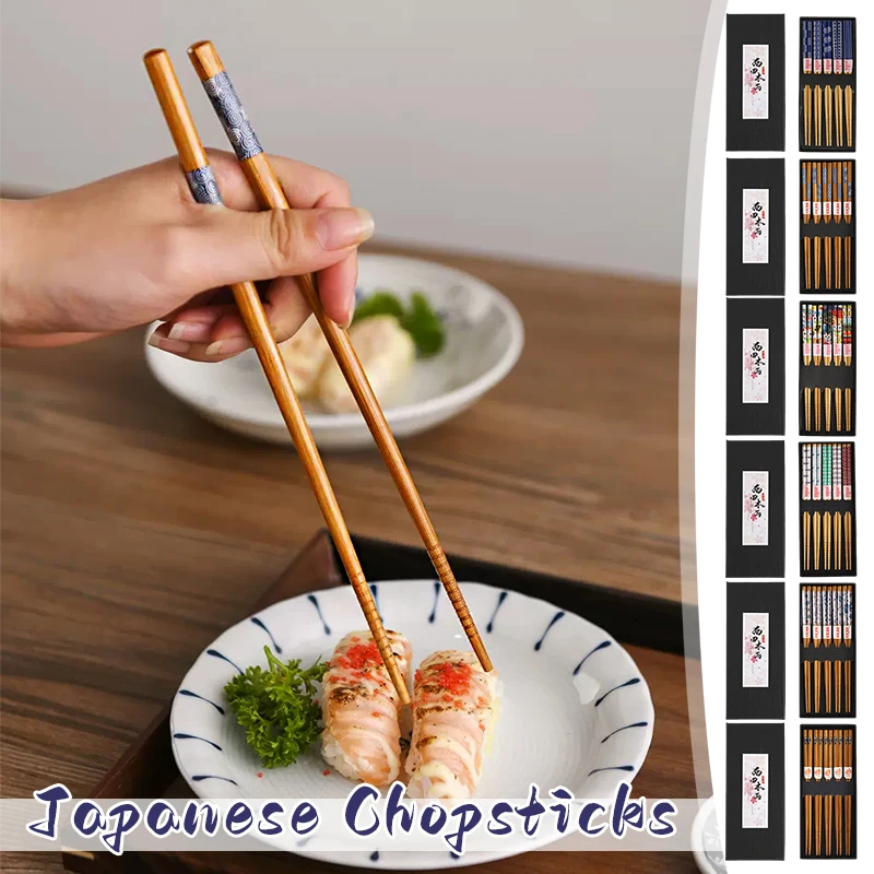 

5 Pair / Set Japanese Chopstick Bamboo Non-Slip Moisture-proof Sushi Chopstick Creative Geisha Cute Family Chopsticks