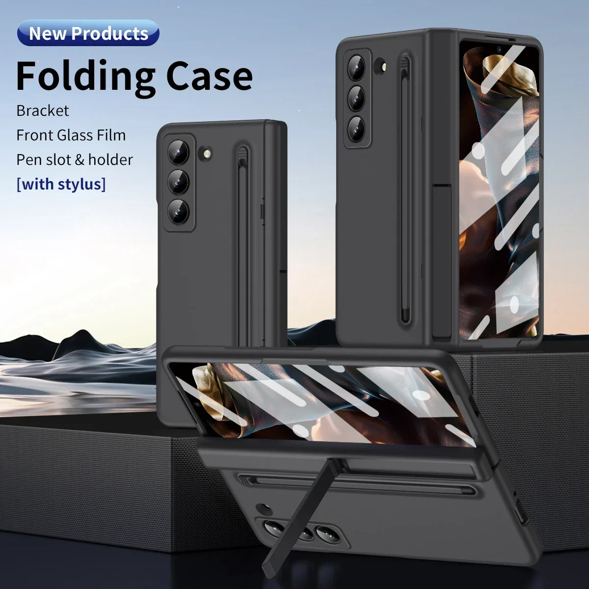 Opaco Per Samsung Z Fold SE Special Edition 6 Slim Galaxy Z Fold 6 5 4 3 Custodia Con Pellicola Touch Pen Slot Flip Cerniera Staffa Copertura