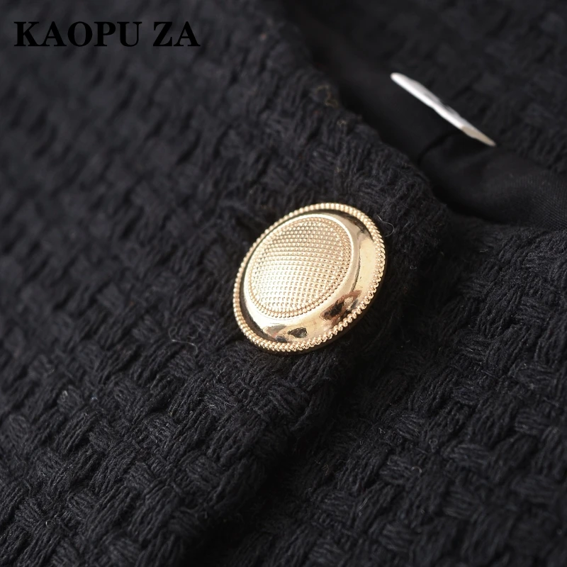 KAOPU ZA Autunno 2024 delle Nuove Donne Casual Cardigan Lavorato A Maglia Abbigliamento Donna Cappotto Vintage O-Colletto A Maniche Lunghe Giacca di Pizzo Nero Top