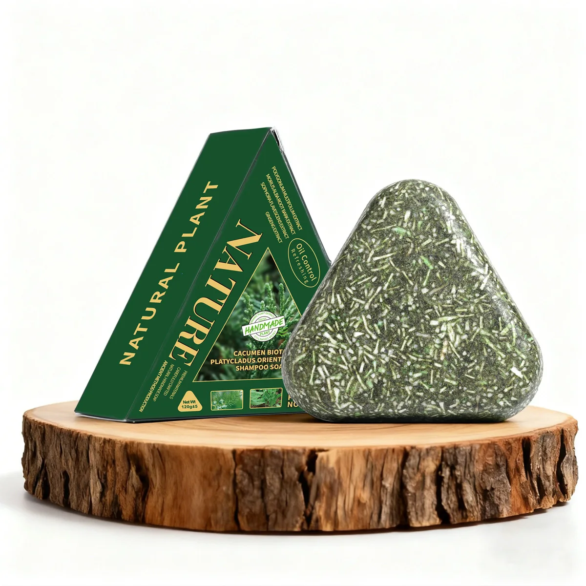 

Herbal Triangular Cypress Leaf Shampoo Usman Ginseng Hair Care Smooth and Oil Controlling, Dandruff Removing Shampoo Soap 120g