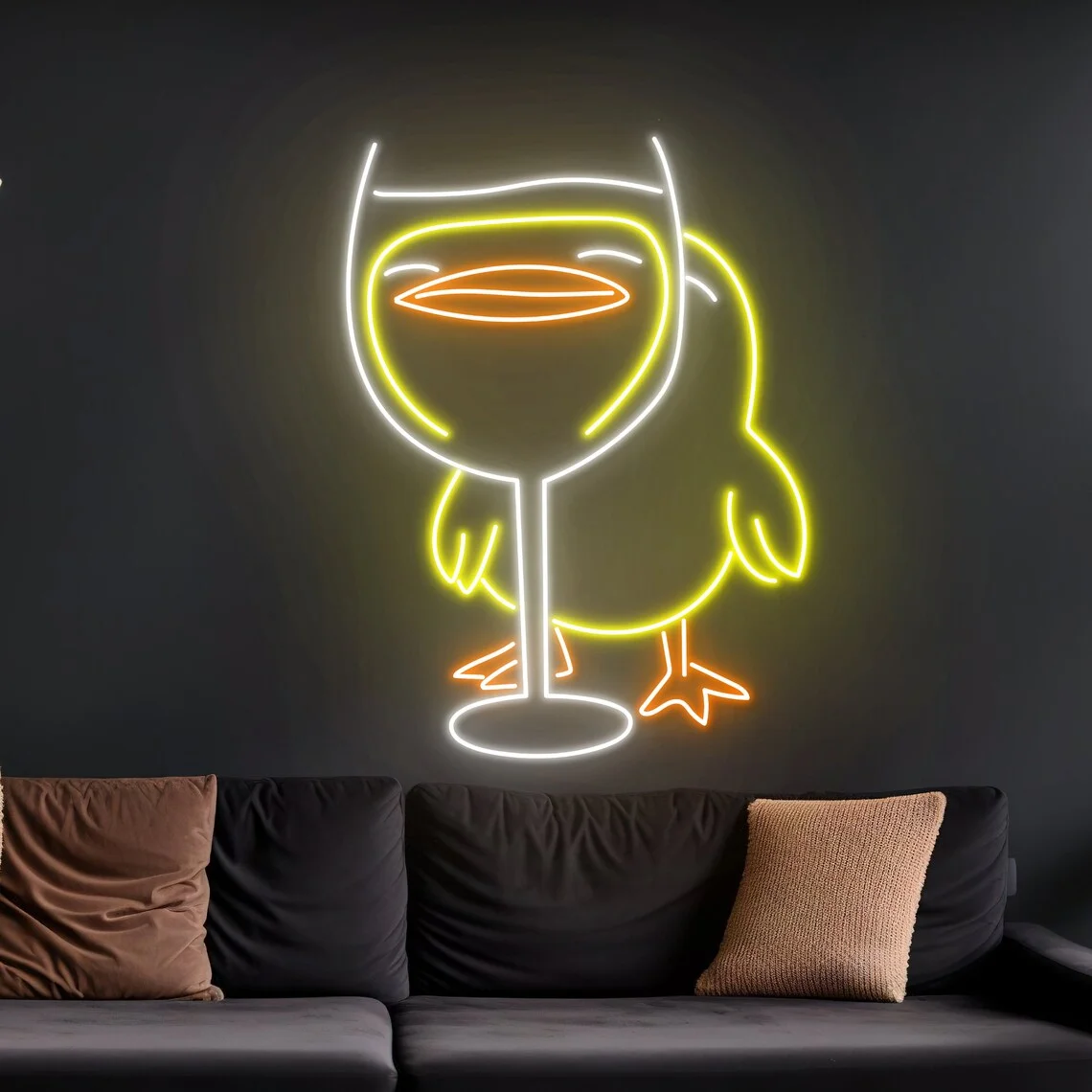 Imagem -02 - Engraçado Duck Neon Sign Pato Bonito com Borracha Champanhe Ducky Hat Decoração de Parede do Quarto do Animal Presentes das Crianças