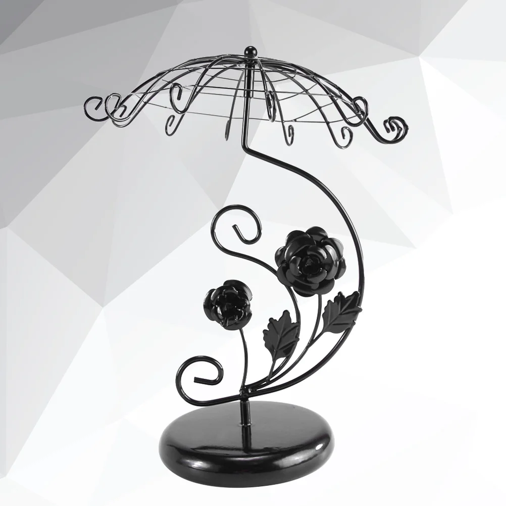 

Umbrella Shaped Jewelry Holder Organizer Iron Earring Ring Necklace Display Stand Space Saving Removable Durable For