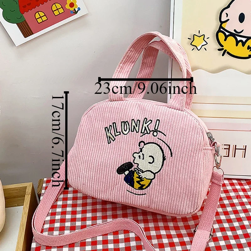 Disney Serie Snoopy Corduroy Cute Cartoon Shoulder Bag Embroidered Handbag Canvas Bag Women Fashion Casual Crossbody Bag New