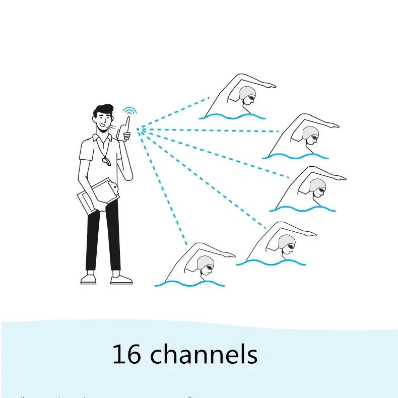 مدرب السباحة تحت الماء لاسلكي تخاطب الاتصالات الأذن الهاتف معدات السباحة التدريب مقاوم للماء سماعة رأس لاسلكية