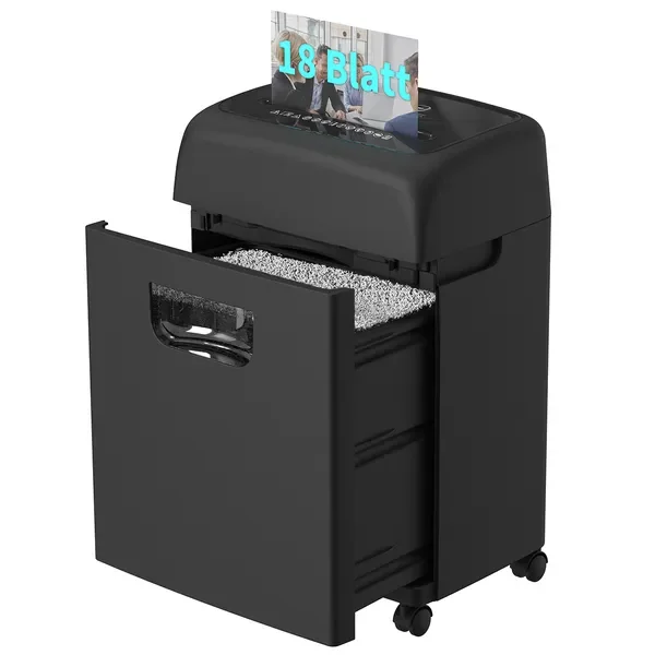

Woolsche 18-Sheet Cross Cut Paper Shredder 5.28G Bin P-4 Security Ultra-Quiet Shreds Paper Credit Card CD