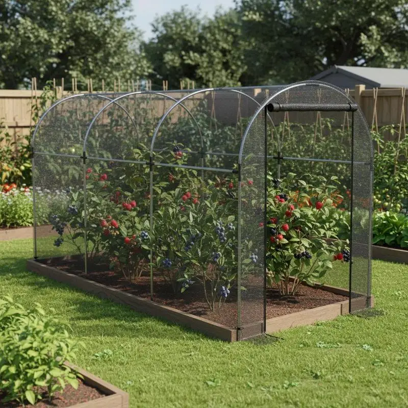 

Outsunny Bird Net, Plant Protection, Sturdy, Zippered Gate, 120x360x188 cm, Black/Silver