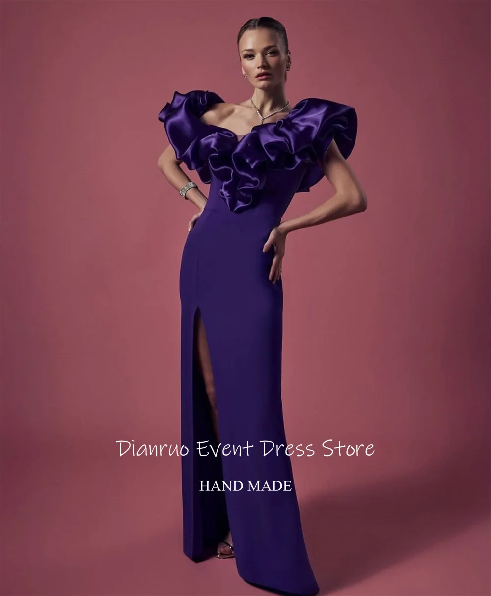 Dianruo حورية البحر فتحة جانبية فساتين سهرة أنيقة قبالة الكتف رداء De Soirée فام بدون أكمام فساتين حفلات طويلة مخصصة