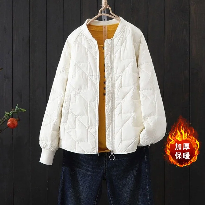 2024 Autumn/Winter Korean Loose Cotton Jacket Women Literary Artistic Lightweight Down Cotton Jacket Female Casual Cotton Coat